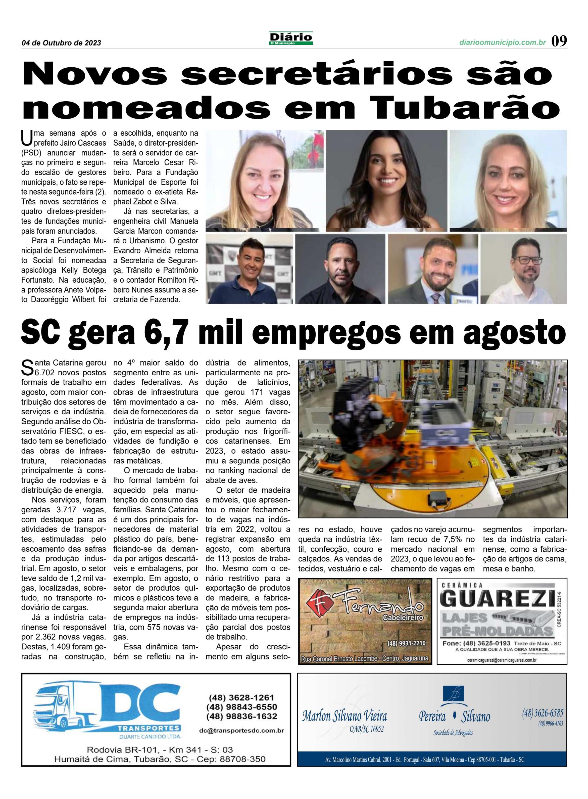 SC gera 6,7 mil empregos em agosto