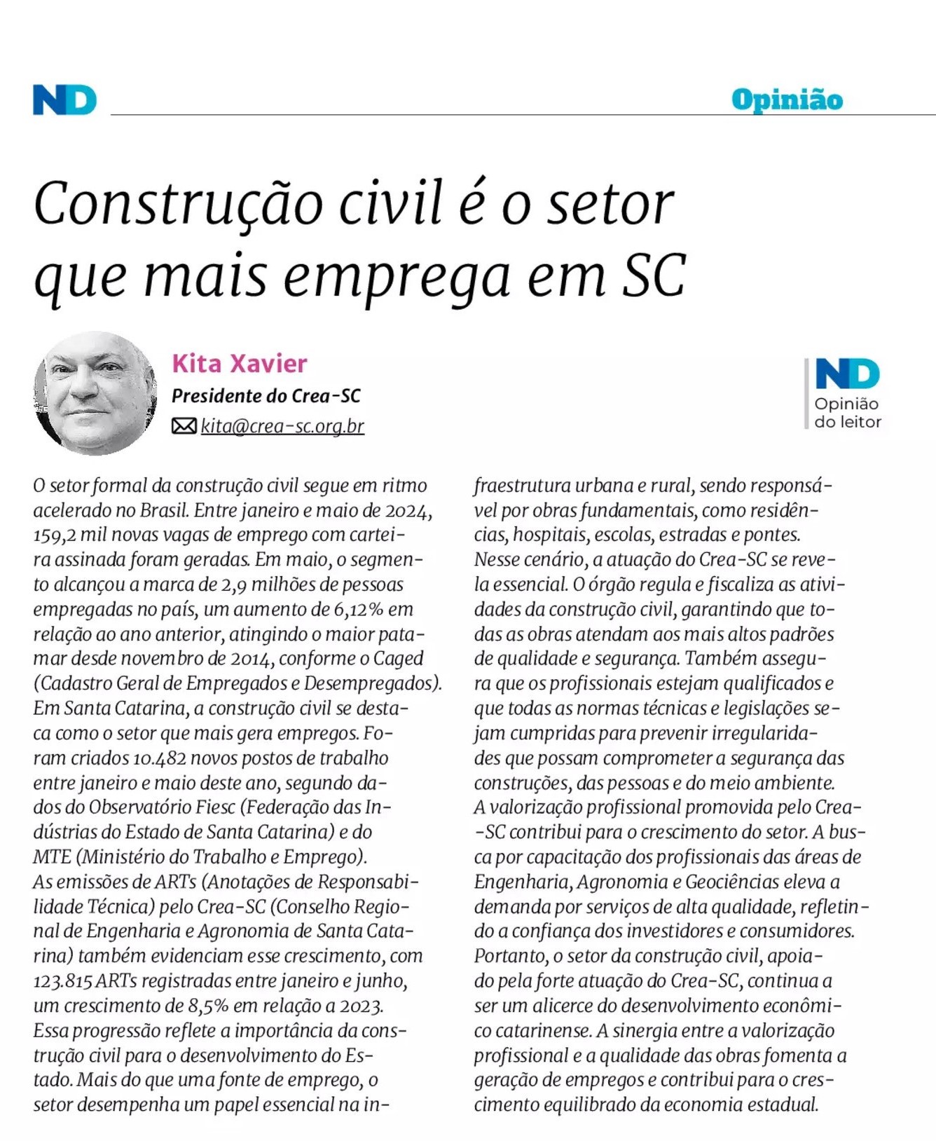 Construção civil é o setor que mais emprega em SC