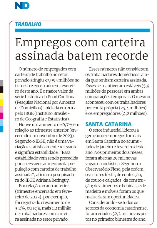 Empregos com carteira assinada batem recorde