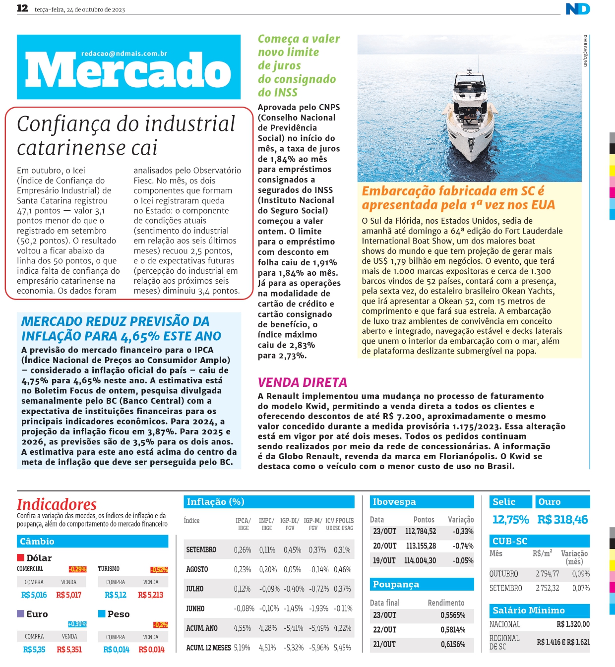 Confiança do industrial catarinense cai